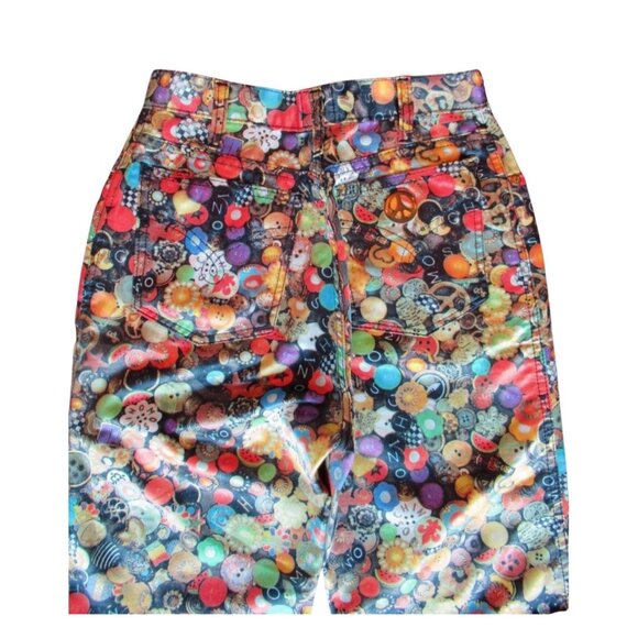 Rare 90s Moschino Jeans Button Print High-Waisted Pants – Made in Italy - Picture 4 of 6